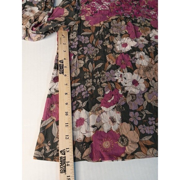 Savanna Jane Medium Boho Embroidered Floral Fall Peasant Long Sleeve Top - Picture 9 of 11